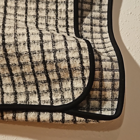 Wool Madewell high low short sleeve buffalo  check top sz.M - Picture 2 of 7